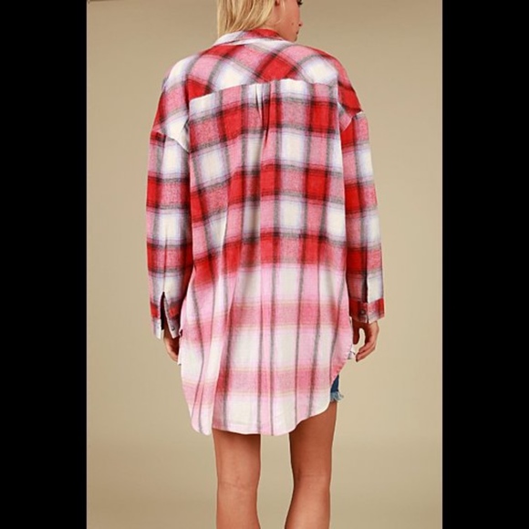 ONE LEFT! Red Vintage Washed Plaid Shirt. - Picture 2 of 2